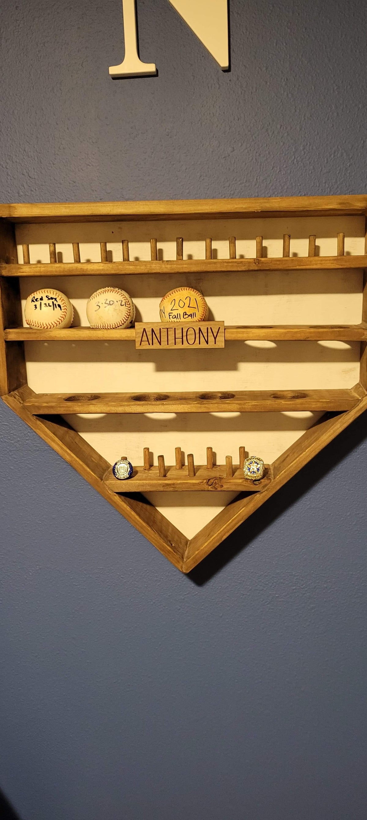 Baseball ring & Baseball Holder, Homeplate ,Personalized