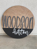 Custom name sign, Baby’s name sign, 18” round