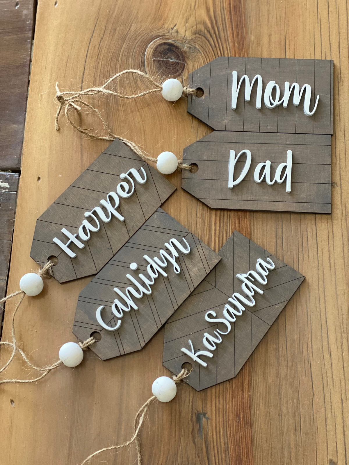 Personalized name tags, stocking tags, gift tags