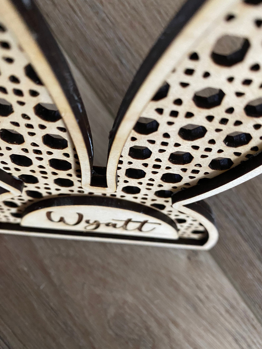 Rattan Easter bunny ears name tag, boho Easter tag, personalized, Easter basket