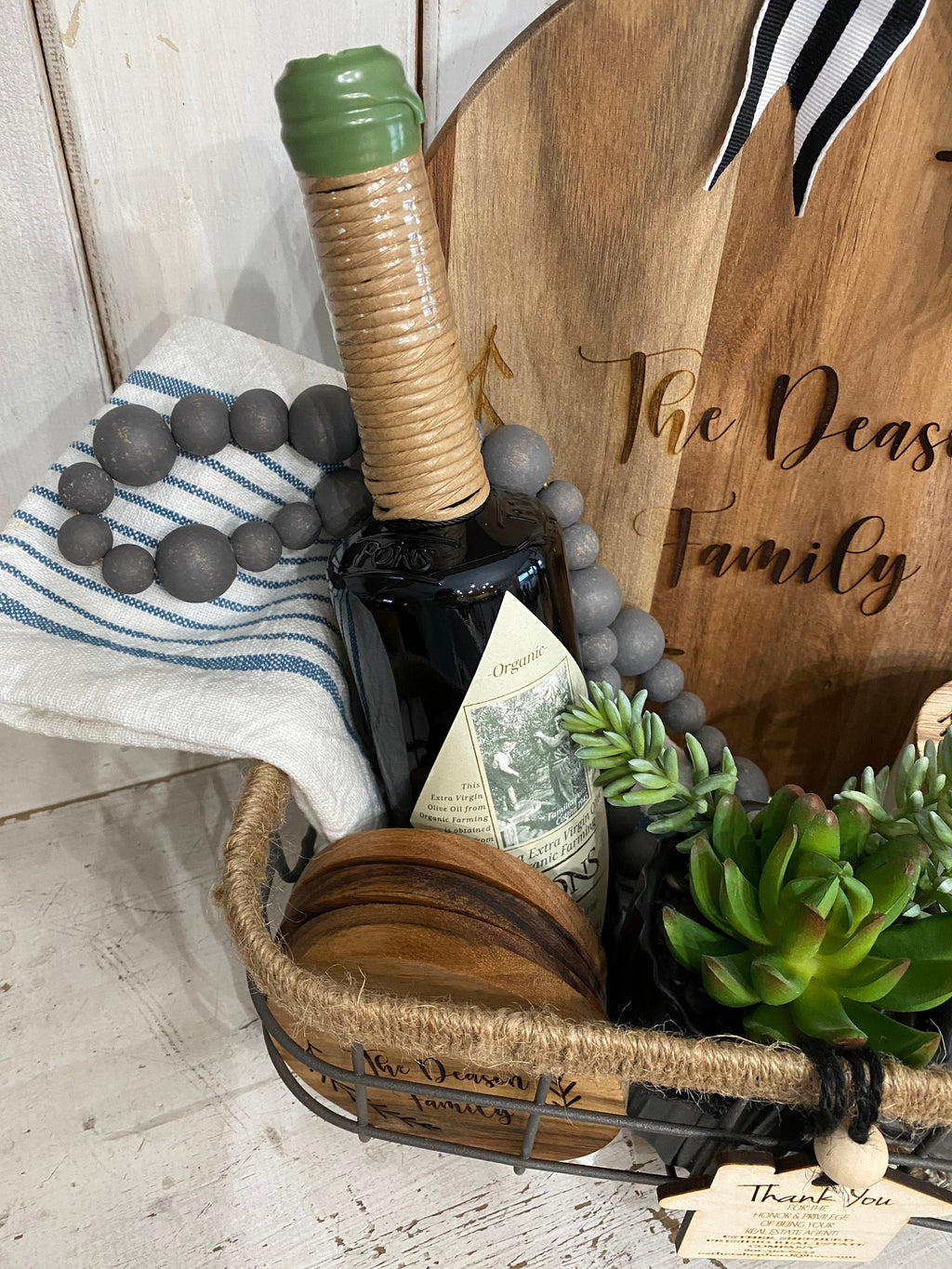Personalized Realtor Basket, Housewarming Basket gift, Bridal shower gift, birthday gift basket.