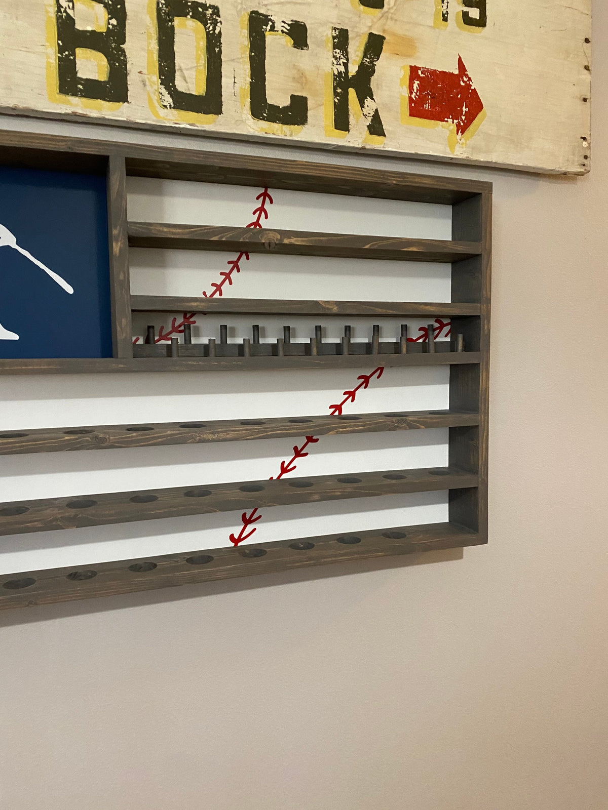 Baseball flag ball & ring display, trophy, championship ring