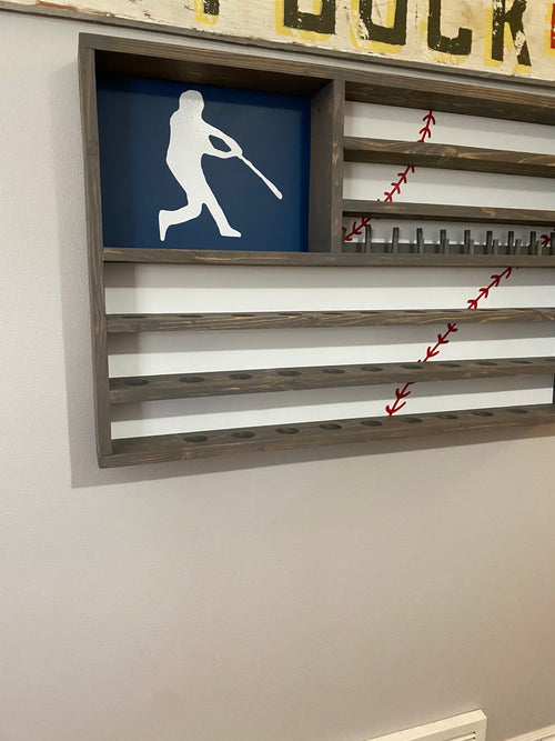 Baseball flag ball & ring display, trophy, championship ring