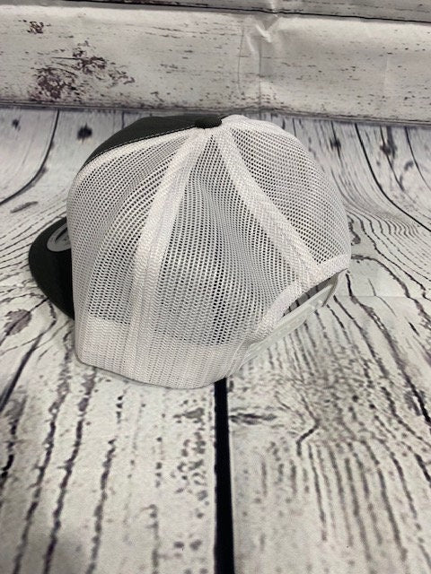 YP Classics Trucker Hat/Custom Patch Hat/Logo Hats/Laser Engraved Leather Patch/Company or Business Logo Hat/Personalized Hats